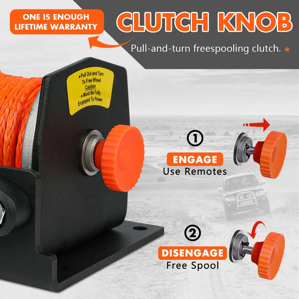 ZESUPER 12V Electric Winch 2500lbs Synthetic Rope Wireless