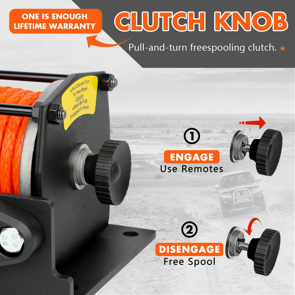 ZESUPER 12V Electric Winch 3000lbs Synthetic Rope Wireless