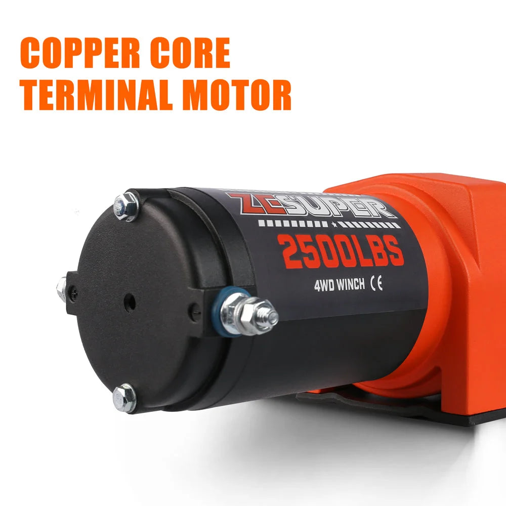 ZESUPER Winch 2500LBS/1134KG 12V 15.2M Steel Cable ATV UTV