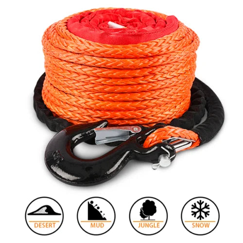 ZESUPER Winch Rope 9.5MM X 30M Dyneema SK75 Hook Synthetic