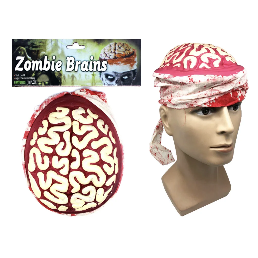 Zombie Brain Skull Cap Costume Halloween Bloody Headpiece