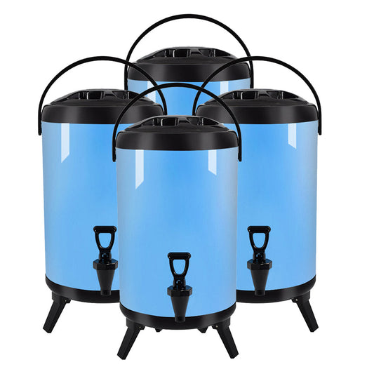 Premium 4X 16L Stainless Steel Insulated Milk Tea Barrel Hot and Cold Beverage Dispenser Container with Faucet Blue - image1