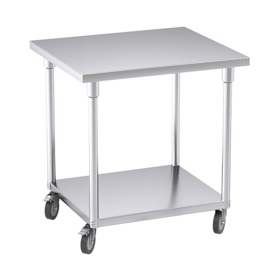 Premium 80cm Commercial Catering Kitchen Stainless Steel Prep Work Bench Table with Wheels - image1