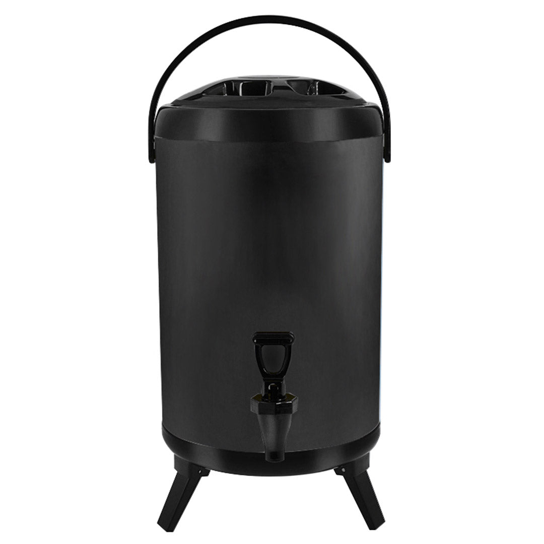 16L Stainless Steel Insulated Milk Tea Barrel Hot and Cold Beverage Dispenser Container with Faucet Black - image1