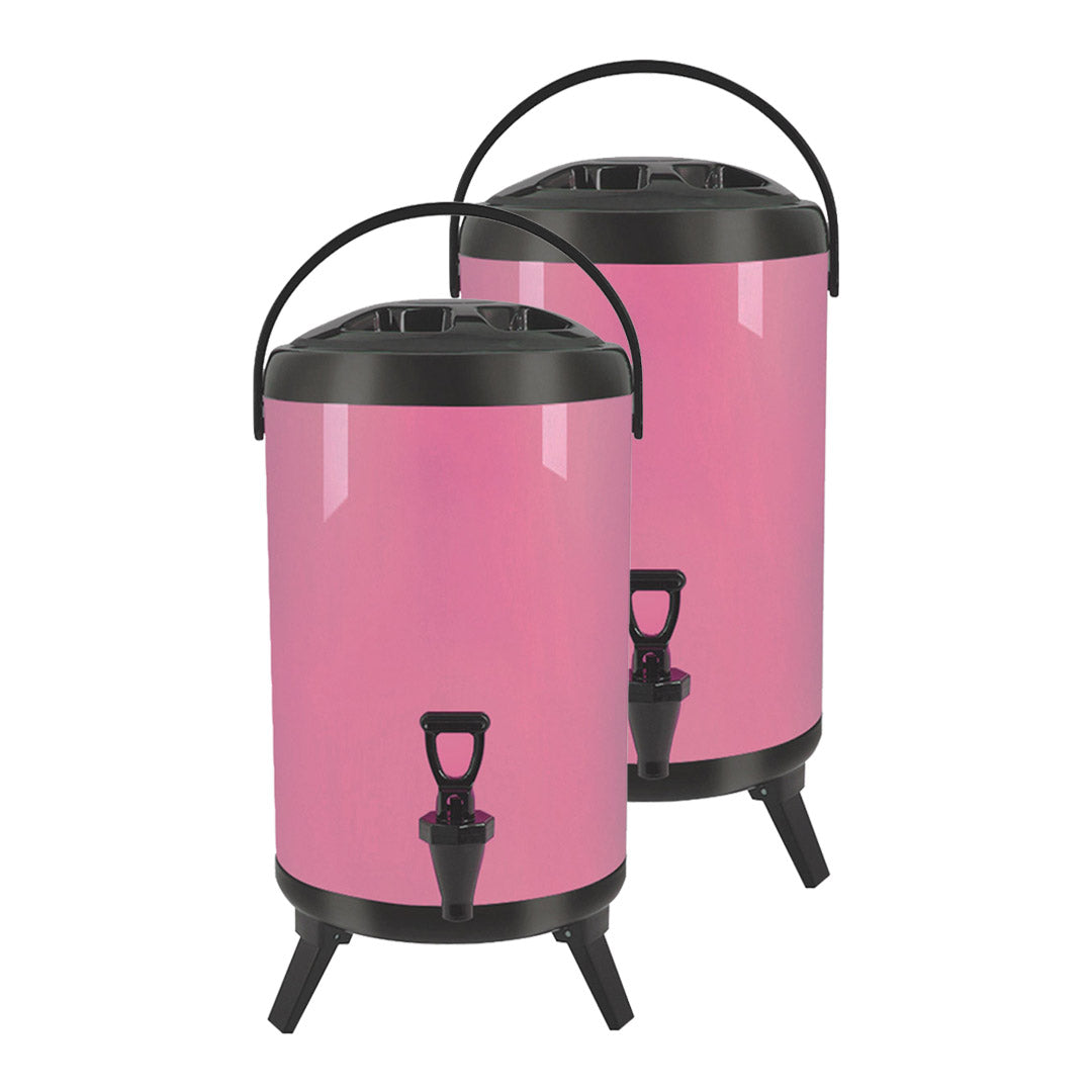 Premium 2X 16L Stainless Steel Insulated Milk Tea Barrel Hot and Cold Beverage Dispenser Container with Faucet Pink - image1