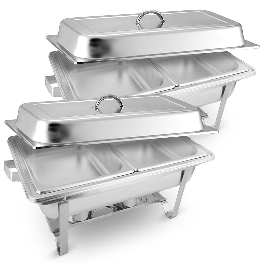 Premium 2X 4.5L Dual Tray Stainless Steel Chafing Food Warmer Catering Dish - image1