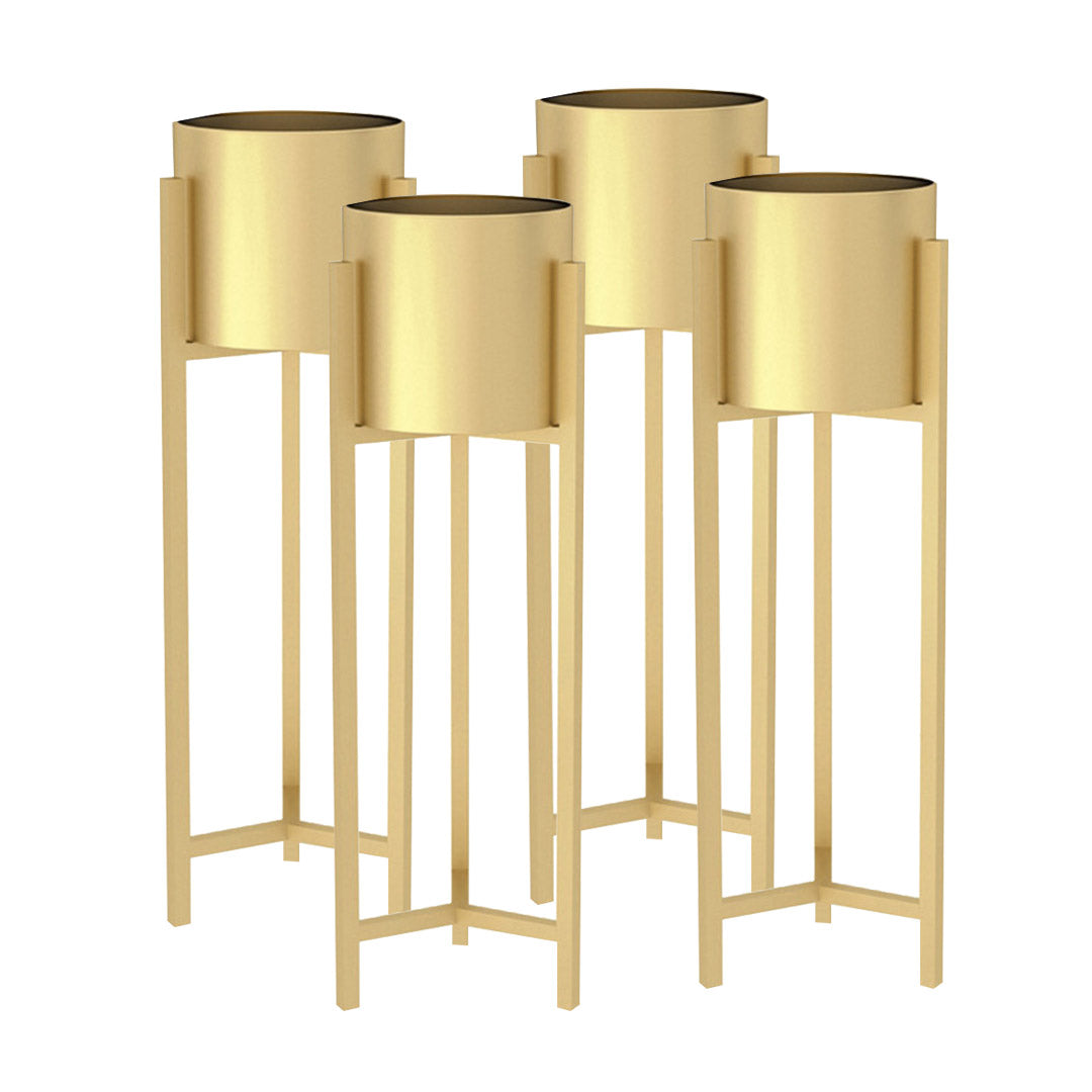 Premium 4X 75cm Gold Metal Plant Stand with Flower Pot Holder Corner Shelving Rack Indoor Display - image1