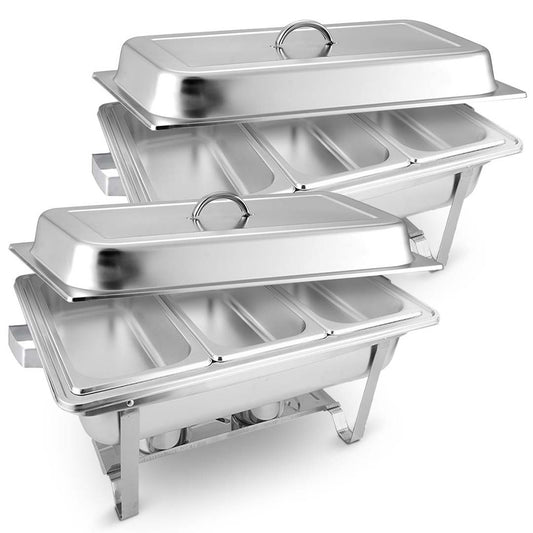 Premium 2X 3L Triple Tray Stainless Steel Chafing Food Warmer Catering Dish - image1