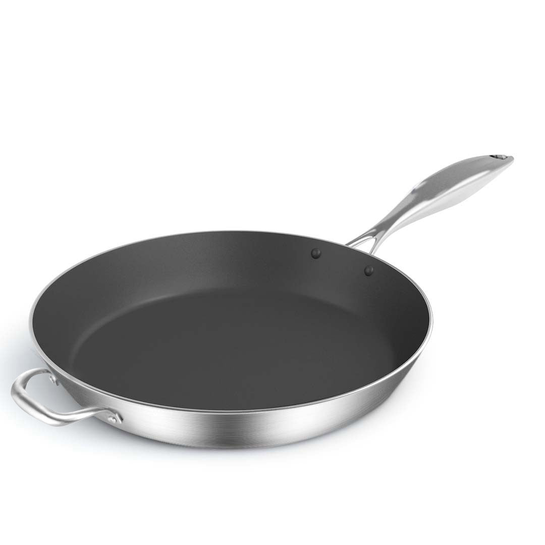 Premium Stainless Steel Fry Pan 34cm Frying Pan Induction FryPan Non Stick Interior - image1