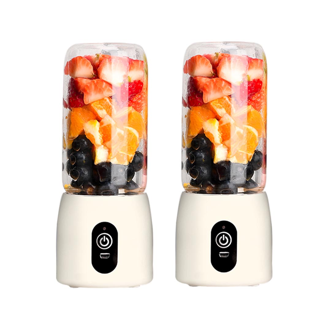 Premium 2X Portable Mini USB Rechargeable Handheld Juice Extractor Fruit Mixer Juicer White - image1