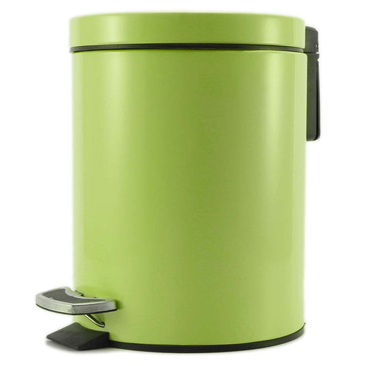 Premium Foot Pedal Stainless Steel Rubbish Recycling Garbage Waste Trash Bin Round 7L Green - image1