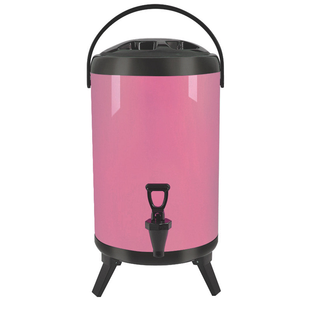 Premium 8L Stainless Steel Insulated Milk Tea Barrel Hot and Cold Beverage Dispenser Container with Faucet Pink - image1