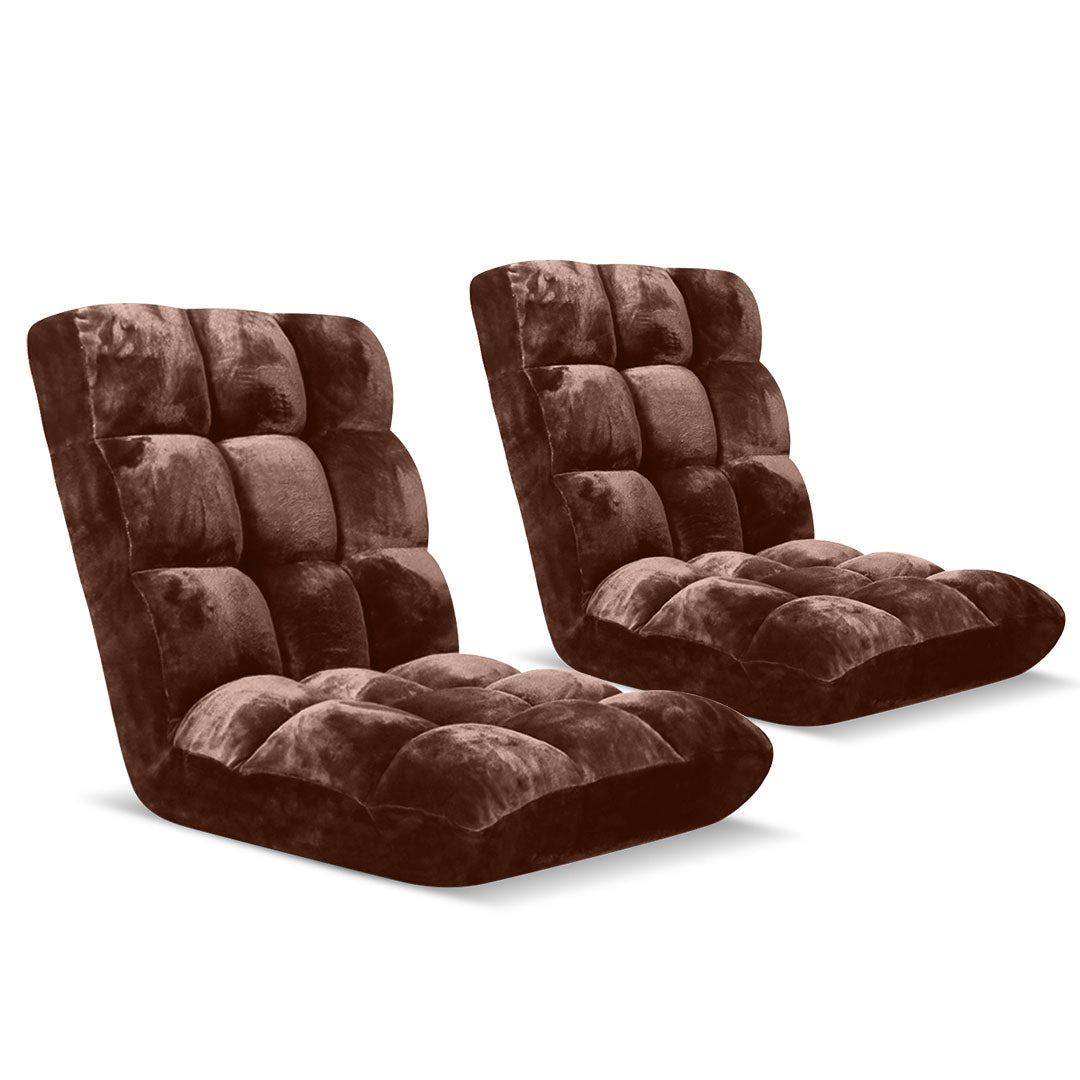 Floor Recliner Folding Lounge Sofa Futon Couch Folding Chair Cushion Coffee x2 - image1