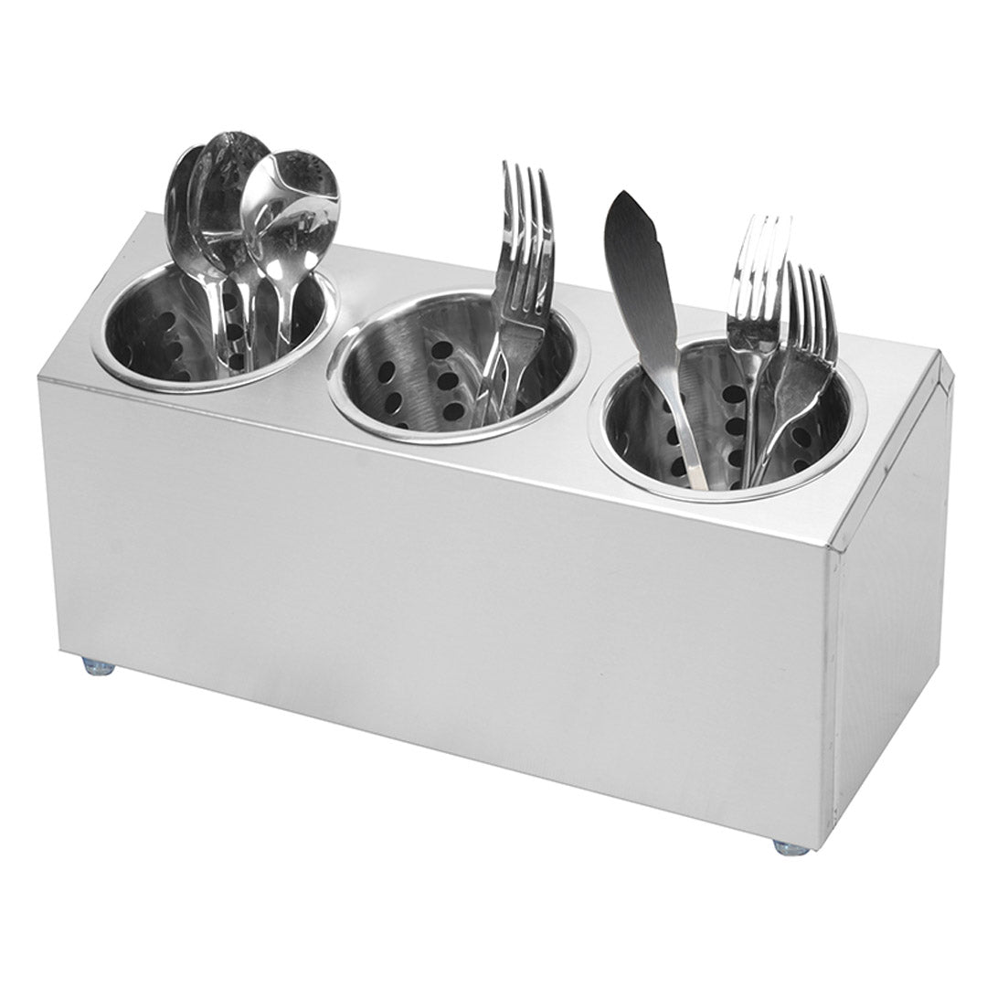 Premium 18/10 Stainless Steel Commercial Conical Utensils Cutlery Holder with 3 Holes - image1