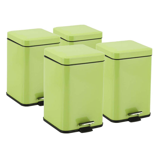 Premium 4X Foot Pedal Stainless Steel Rubbish Recycling Garbage Waste Trash Bin Square 12L Green - image1