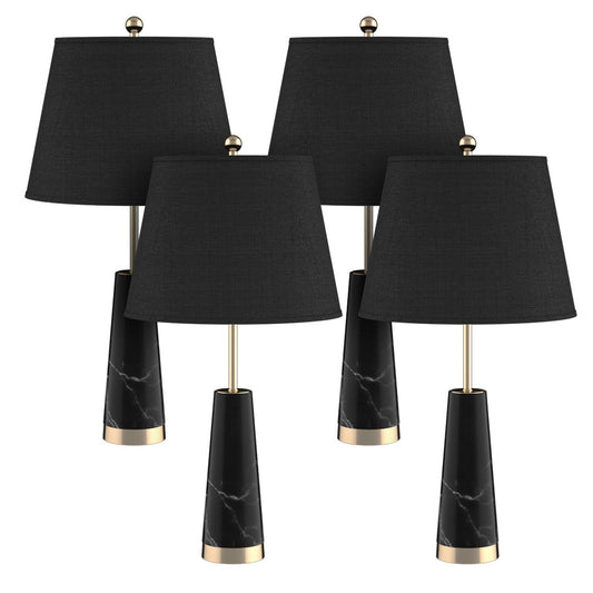 Premium 4X 68cm Black Marble Bedside Desk Table Lamp Living Room Shade with Cone Shape Base - image1
