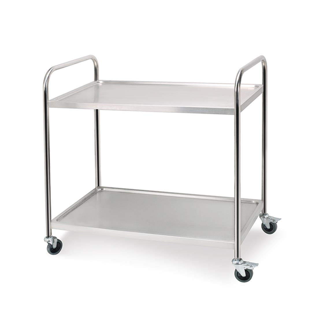 Premium 2 Tier Stainless Steel Kitchen Dinning Food Cart Trolley Utility Round 86x54x94cm Large - image1