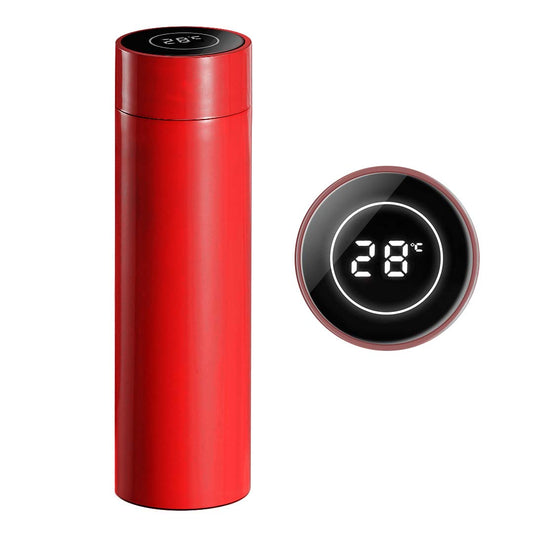Premium 500ML Stainless Steel Smart LCD Thermometer Display Bottle Vacuum Flask Thermos Red - image1