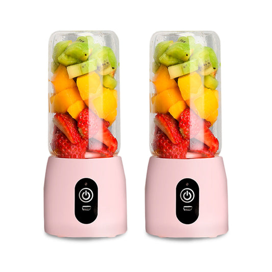 Premium 2X Portable Mini USB Rechargeable Handheld Juice Extractor Fruit Mixer Juicer Pink - image1