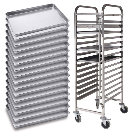 Premium Gastronorm Trolley 16 Tier Stainless Steel with 60*40*5cm Aluminum Baking Pan Cooking Tray for Bakers - image1