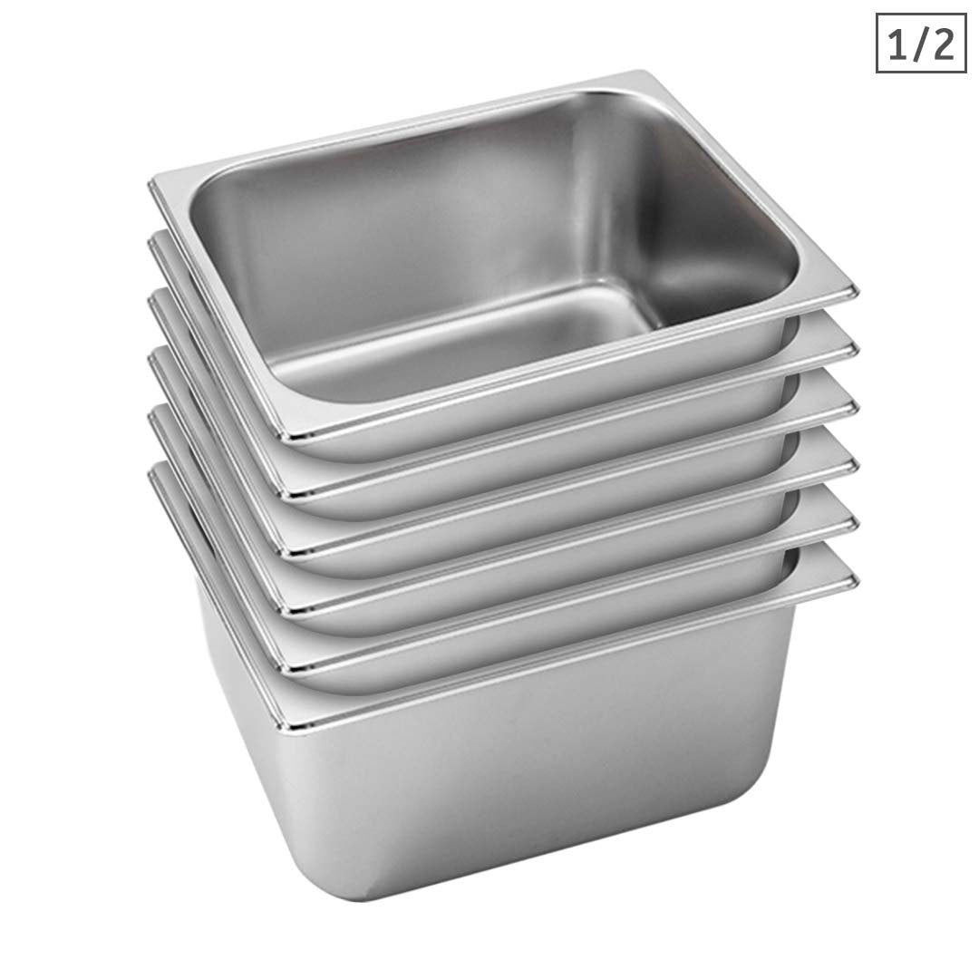 Premium 6X Gastronorm GN Pan Full Size 1/2 GN Pan 15cm Deep Stainless Steel Tray - image1