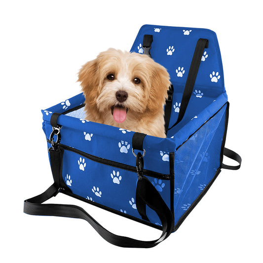 Premium Waterproof Pet Booster Car Seat Breathable Mesh Safety Travel Portable Dog Carrier Bag Blue - image1