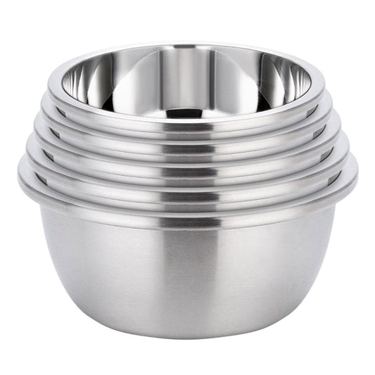 Premium 5Pcs Deepen Polished Stainless Steel Stackable Baking Washing Mixing Bowls Set Food Storage Basin - image1