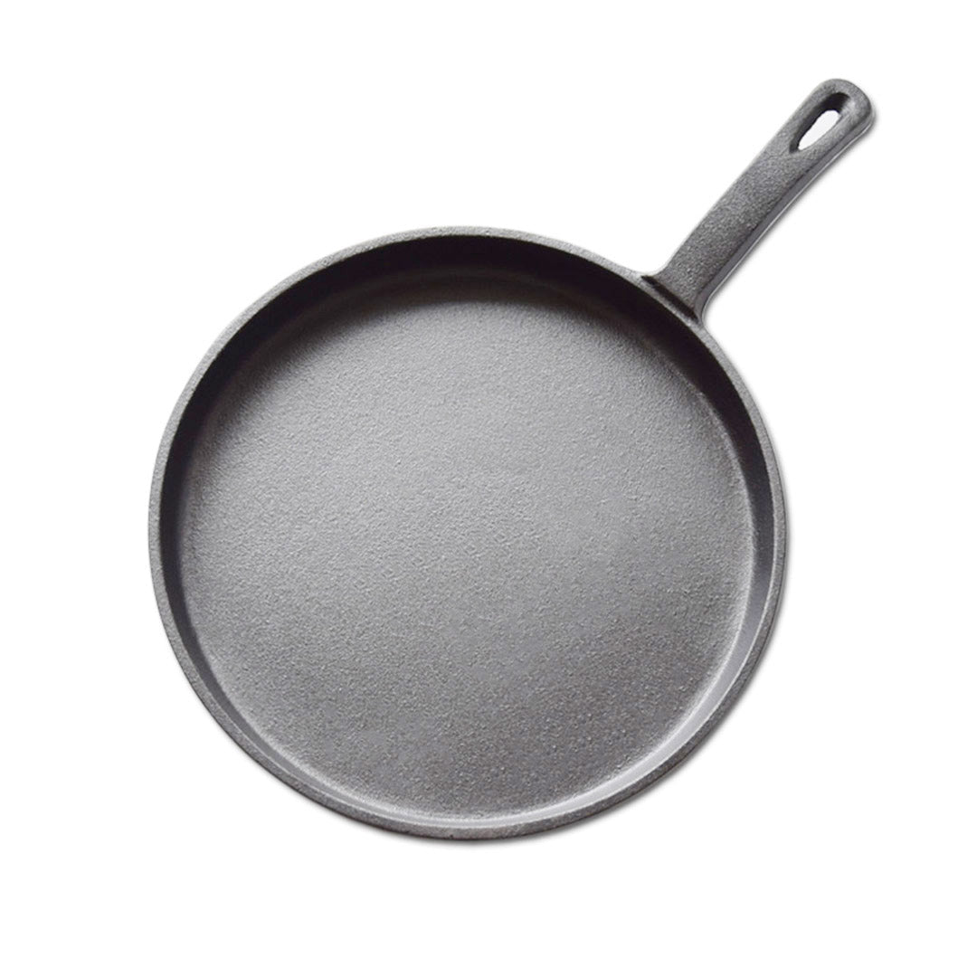 Premium 26cm Round Cast Iron Frying Pan Skillet Griddle Sizzle Platter - image1