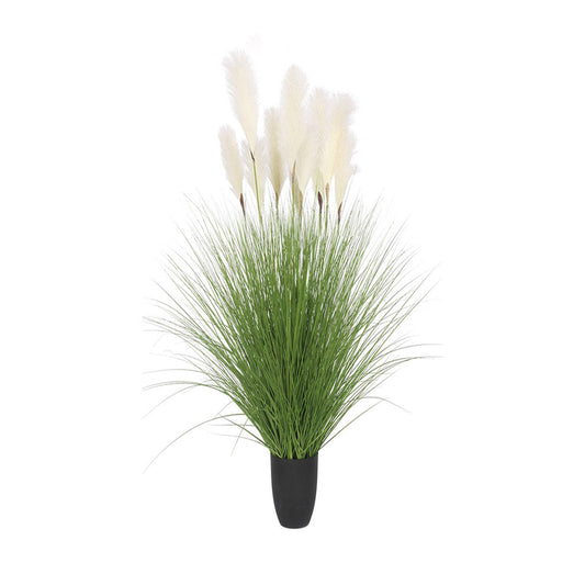 Premium 137cm Green Artificial Indoor Potted Bulrush Grass Tree Fake Plant Simulation Decorative - image1