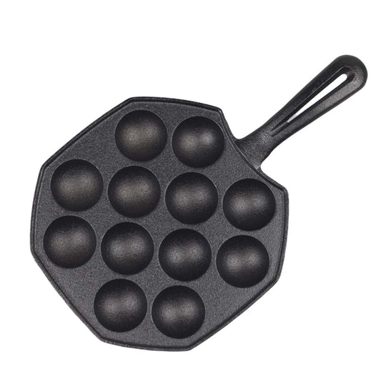 Premium 18CM Cast Iron Takoyaki Fry Pan Octopus Balls Maker 12 Hole Cavities Grill Mold - image1