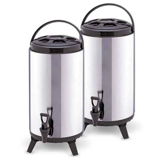 2 x 8L Portable Insulated Cold/Heat Coffee Bubble Tea Pot Beer Barrel With Dispenser - image1