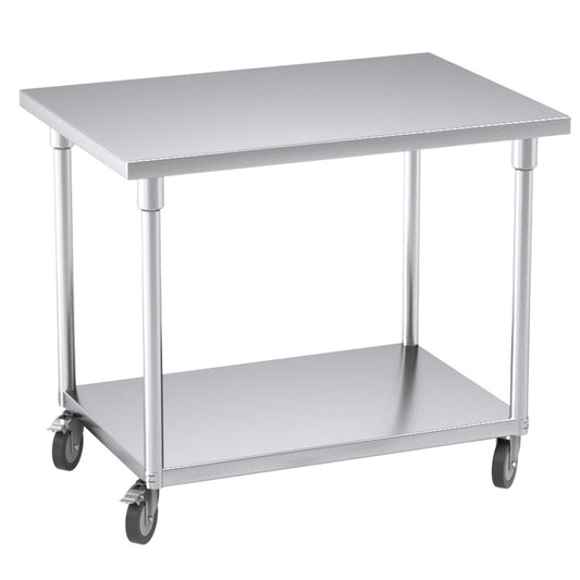 Premium 100cm Commercial Catering Kitchen Stainless Steel Prep Work Bench Table with Wheels - image1