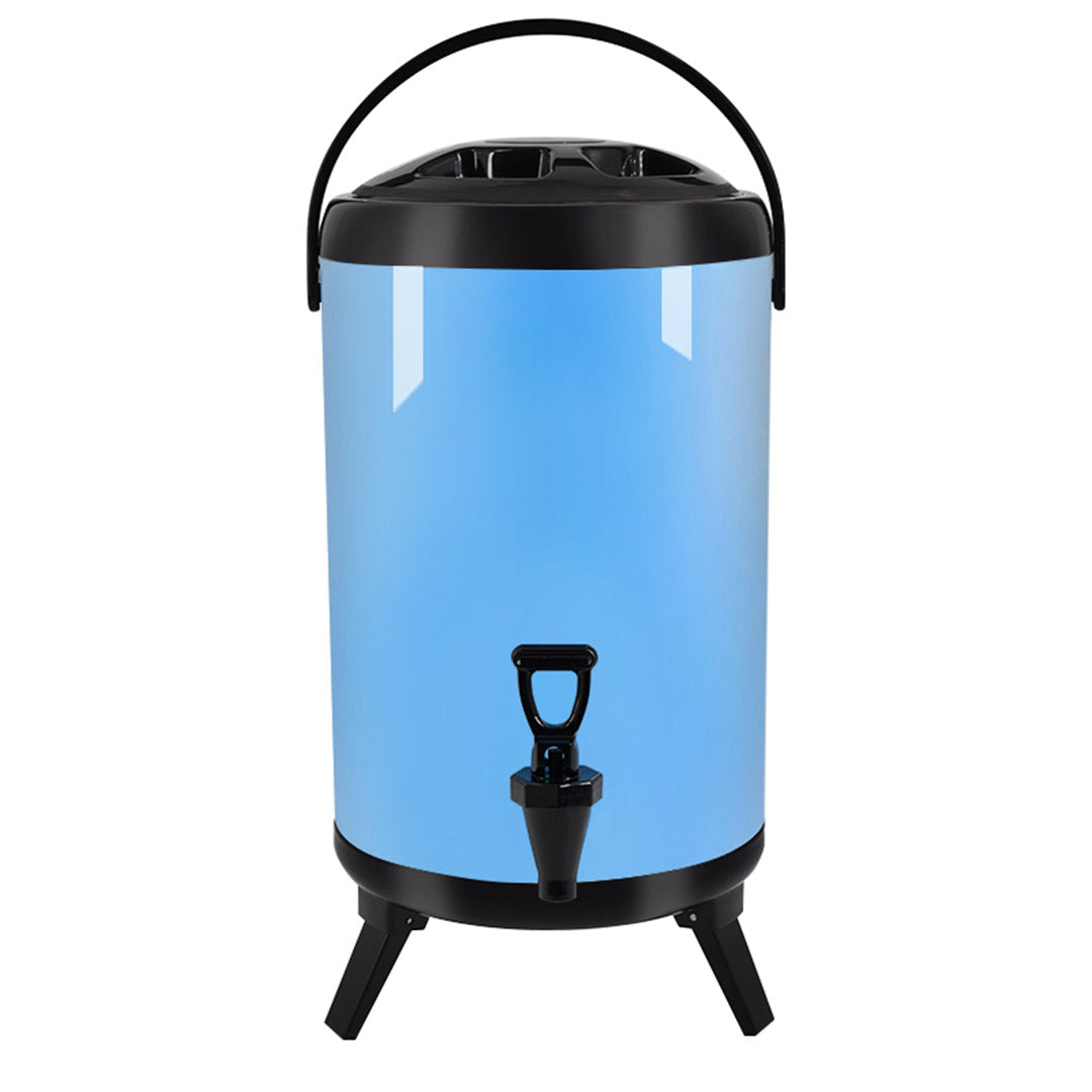 Premium 8L Stainless Steel Insulated Milk Tea Barrel Hot and Cold Beverage Dispenser Container with Faucet Blue - image1