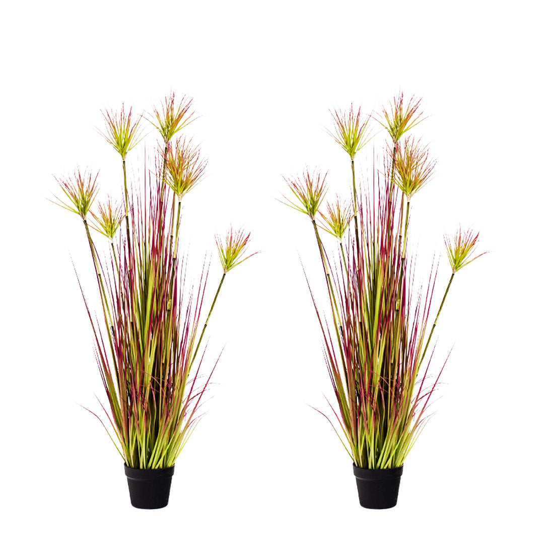 Premium 2X 120cm Purple-Red Artificial Indoor Potted Papyrus Plant Tree Fake Simulation Decorative - image1