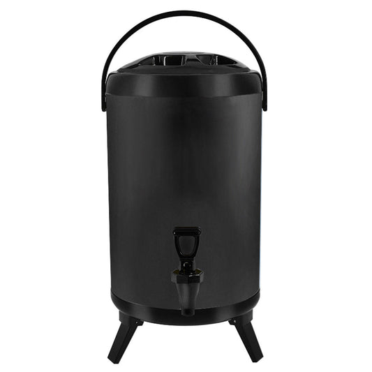 18L Stainless Steel Insulated Milk Tea Barrel Hot and Cold Beverage Dispenser Container with Faucet Black - image1