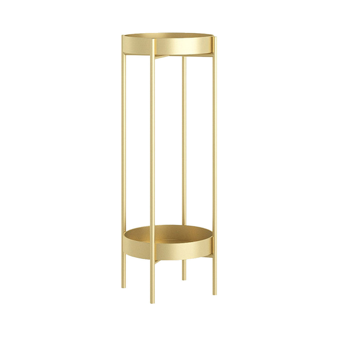 Premium 2 Layer 80cm Gold Metal Plant Stand Flower Pot Holder Corner Shelving Rack Indoor Display - image1