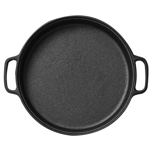 Premium Cast Iron Frying Pan Skillet Coating Steak Sizzle Platter 35cm - image1