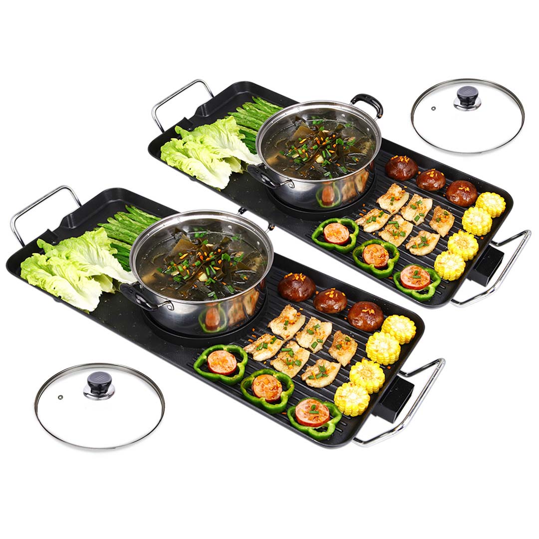 Premium 2X Electric Steamboat Asian Hot Pot Soup Maker Fondue Teppanyaki Hotpot Grill - image1