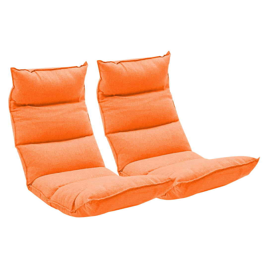 Premium 2X Foldable Tatami Floor Sofa Bed Meditation Lounge Chair Recliner Lazy Couch Orange - image1