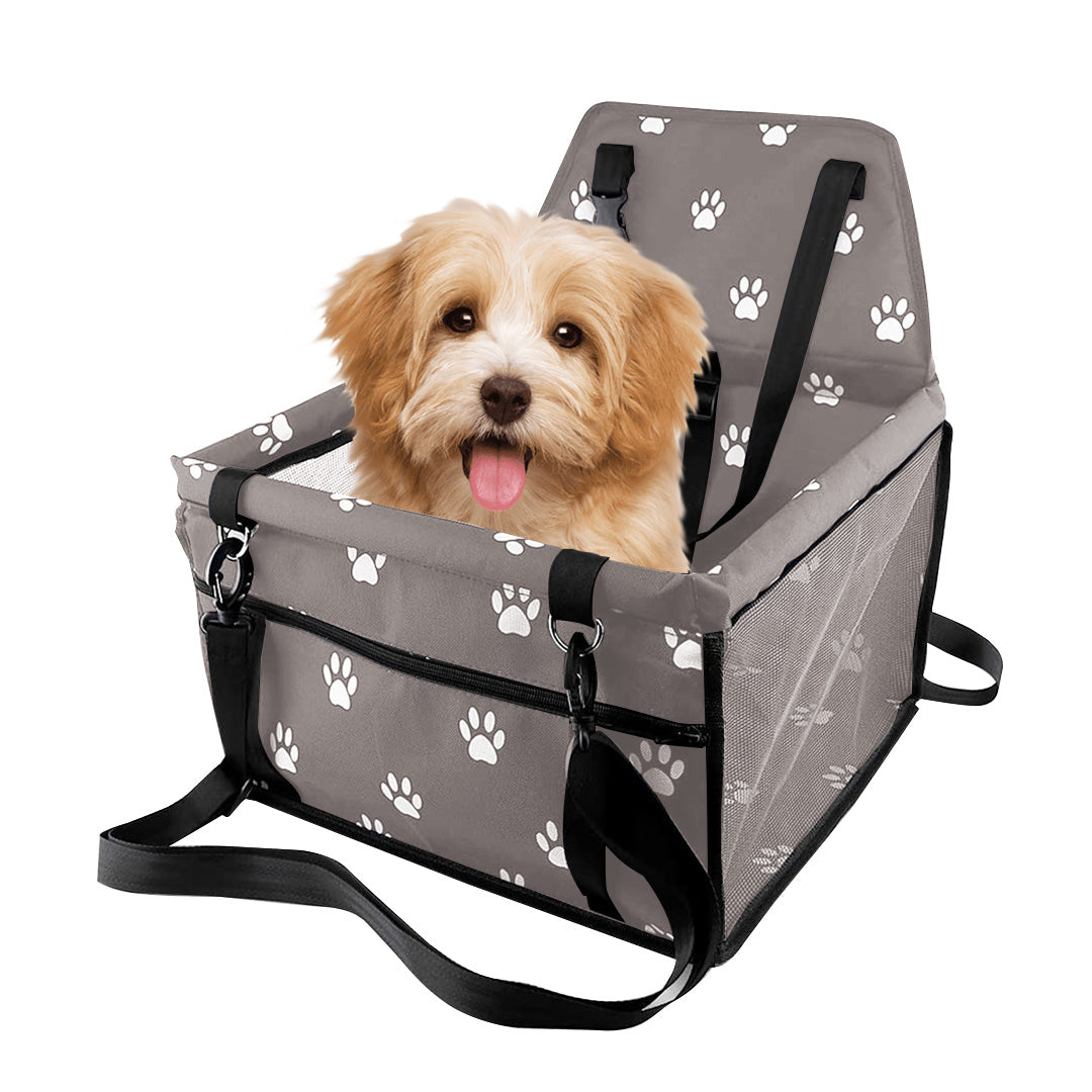 Premium Waterproof Pet Booster Car Seat Breathable Mesh Safety Travel Portable Dog Carrier Bag Grey - image1