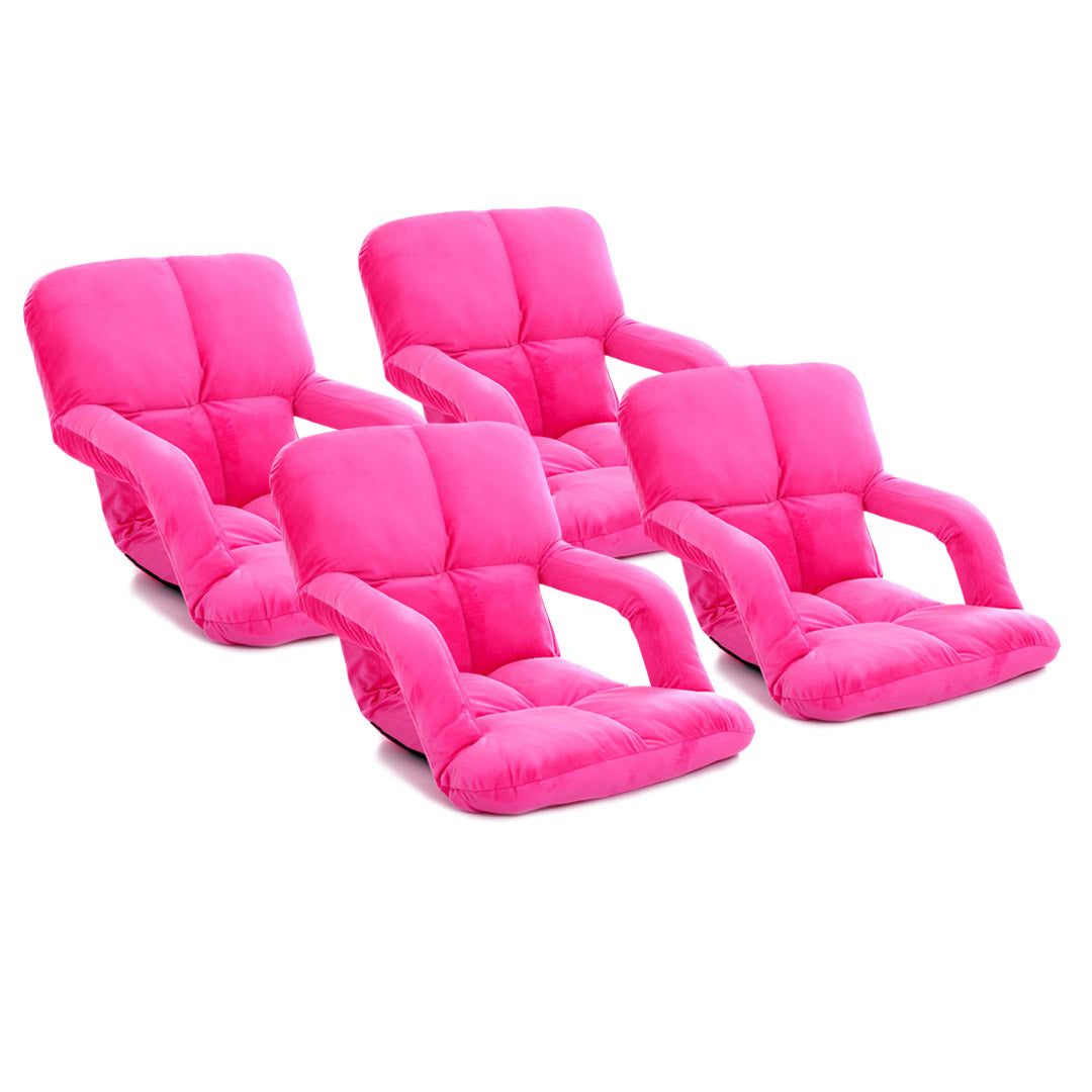 Premium 4X Foldable Lounge Cushion Adjustable Floor Lazy Recliner Chair with Armrest Pink - image1