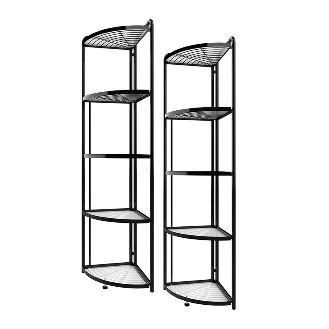 Premium 2X 5 Tier Steel Triangular  Corner Stand Multi-Functional Shelves Portable Storage Organizer - image1