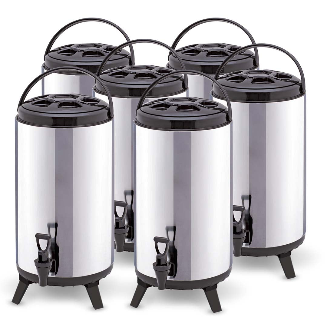 6 x 8L Portable Insulated Cold/Heat Coffee Bubble Tea Pot Beer Barrel With Dispenser - image1