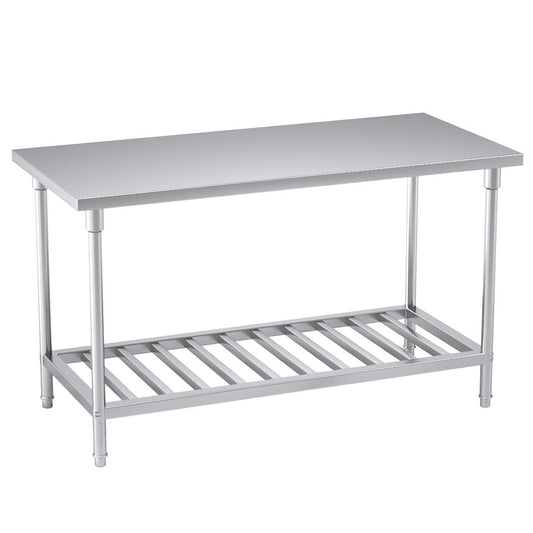 Premium Commercial Catering Kitchen Stainless Steel Prep Work Bench Table 150*70*85cm - image1