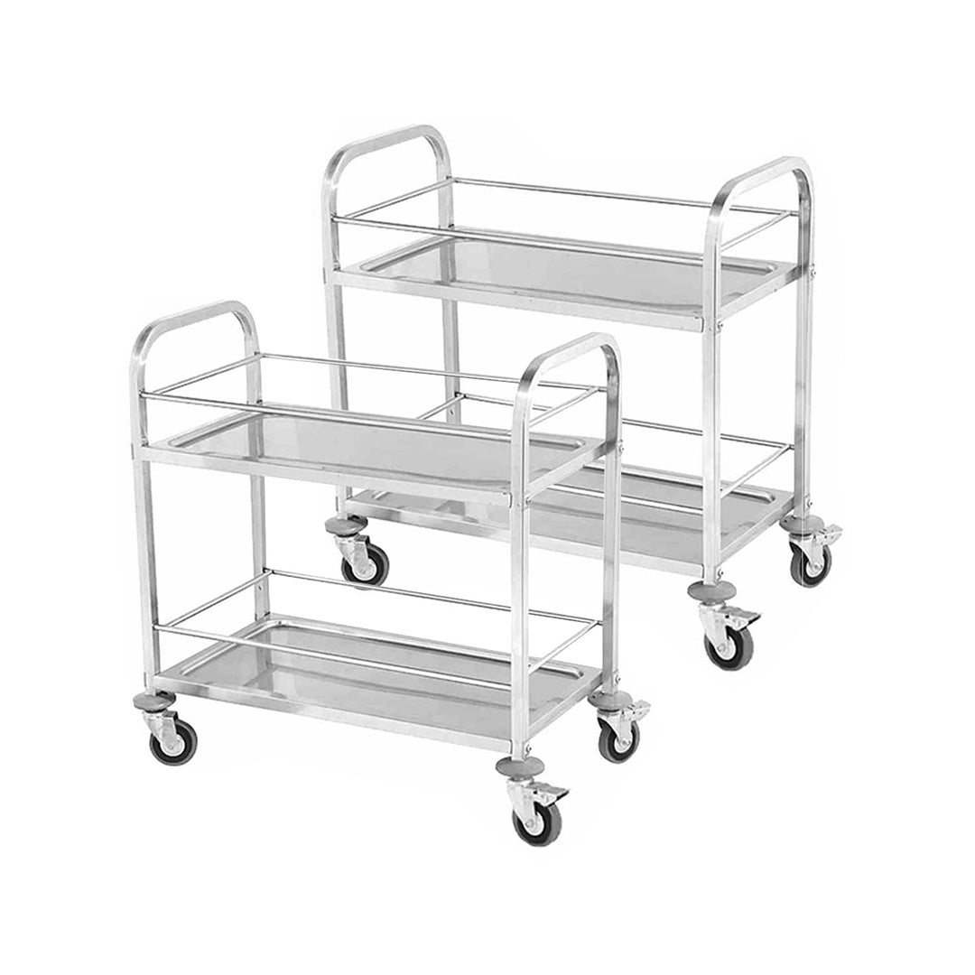 Premium 2X 2 Tier 95x50x95cm Stainless Steel Drink Wine Food Utility Cart Large - image1