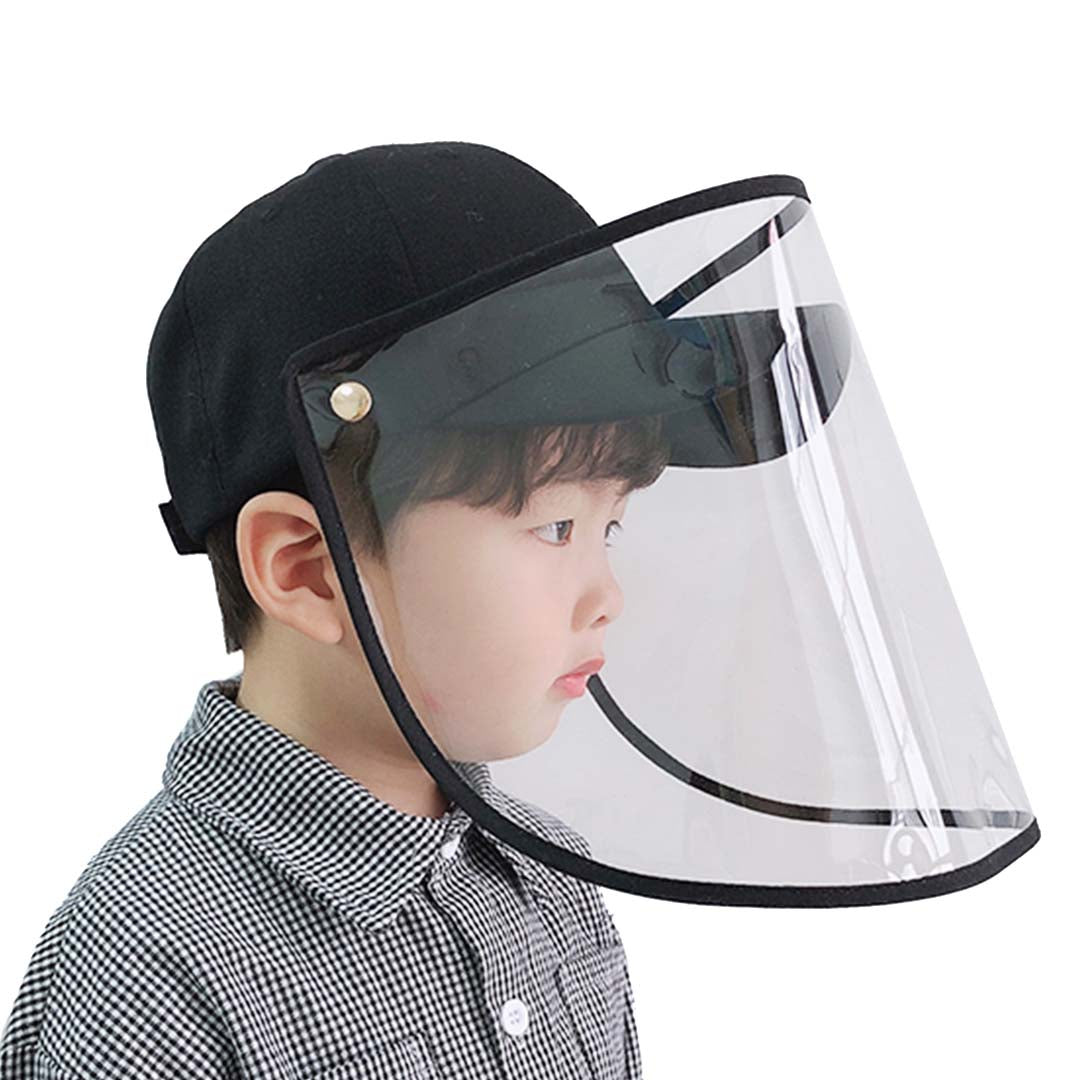 Premium Outdoor Protection Hat Anti-Fog Pollution Dust Saliva Protective Cap Full Face Shield Cover Kids Black - image1