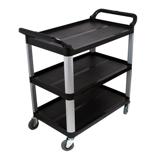 Premium 3 Tier Food Trolley Food Waste Cart Storage Mechanic Kitchen Black Large - image1