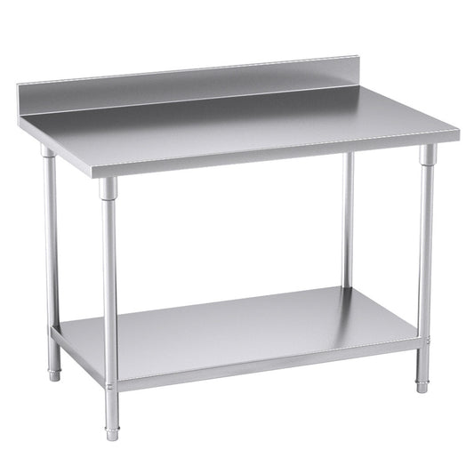 Premium Commercial Catering Kitchen Stainless Steel Prep Work Bench Table with Back-splash 120*70*85cm - image1