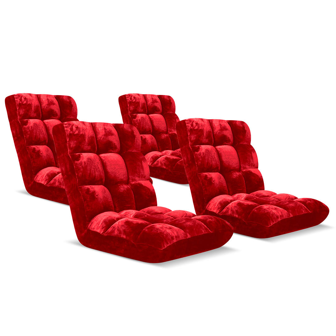 Floor Recliner Folding Lounge Sofa Futon Couch Folding Chair Cushion Red x4 - image1