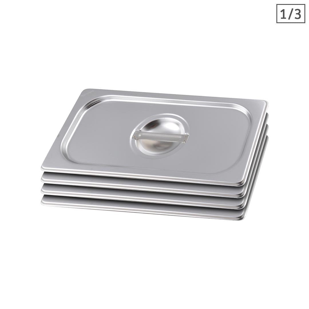 Premium 4X Gastronorm GN Pan Lid Full Size 1/3 Stainless Steel Tray Top Cover - image1